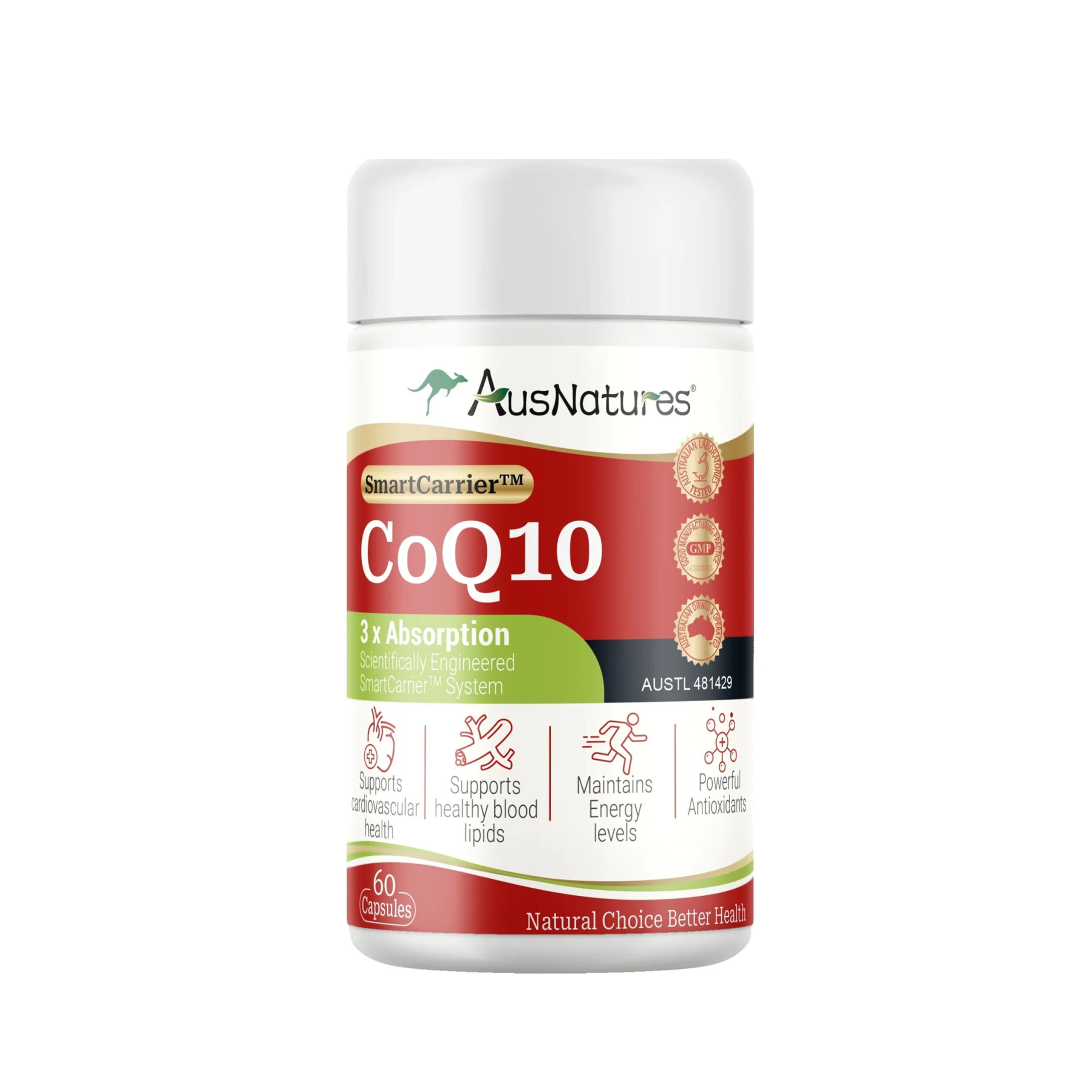 Viên uống CoQ10 100mg AusNatures - Giảm quá trình oxy hóa, hỗ trợ sức khỏe cho tim - Lọ 60 viên