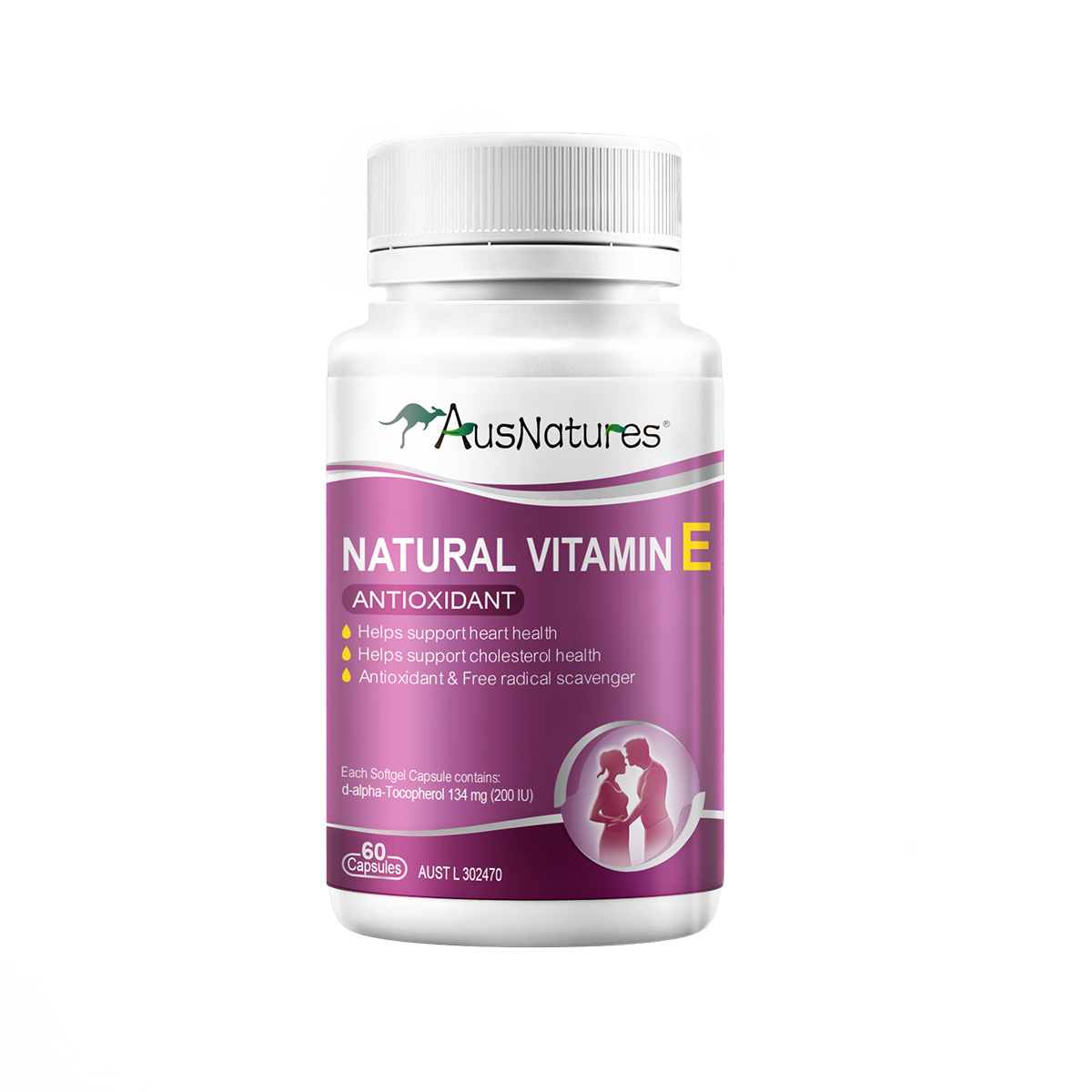 Vitamin E Tự Nhiên AusNatures - Hỗ Trợ Tim Mạch, Chống Oxy Hóa, Cân Bằng Cholesterol - Lọ 60 Viên