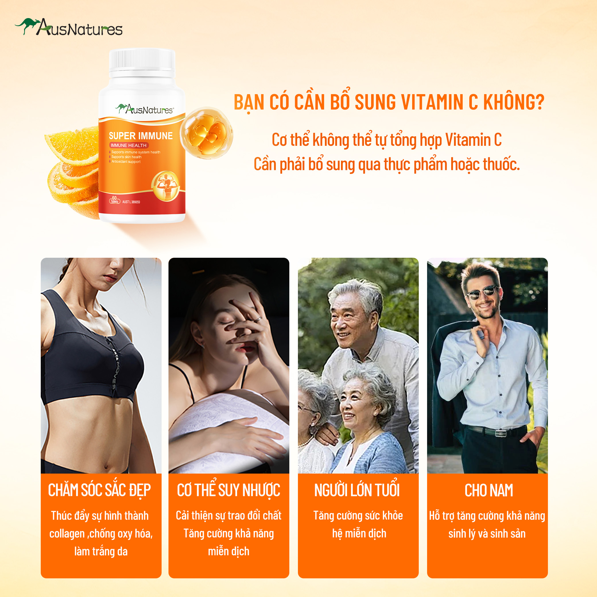 Viên uống Kẽm & C – Tăng đề kháng, giảm mụn, đẹp da, mờ thâm - AusNatures Super Immune - Lọ 60 viên - Hình ảnh 4