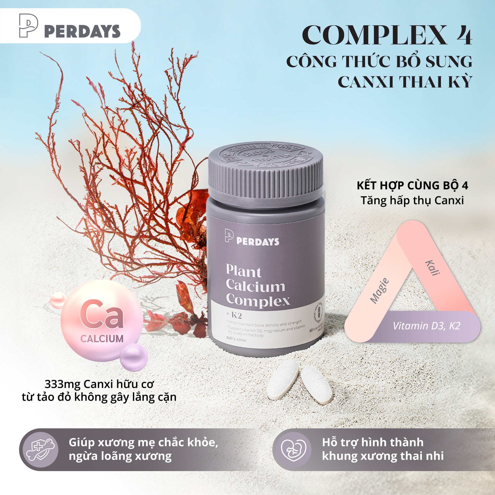 canxi tảo biển đỏ thuần chay perdays từ úc