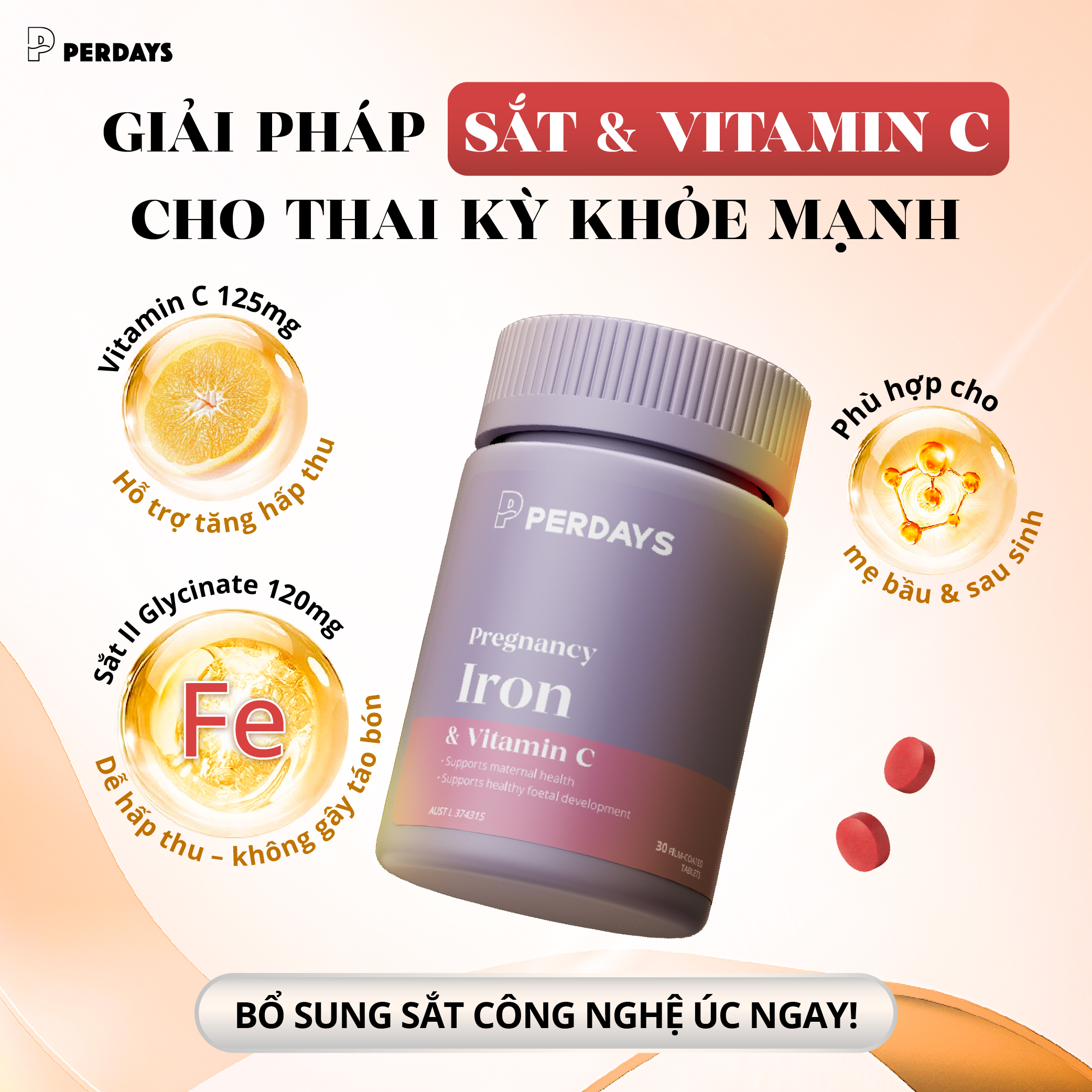 viên uống sắt hữu cơ perdays úc có tốt không